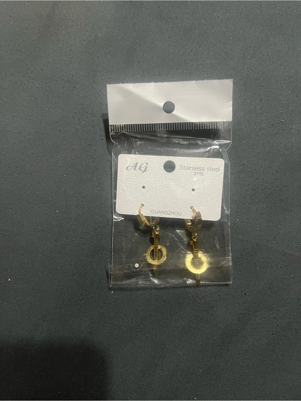 Stainless steel 14 k Gold Circle Drop Hoop Earrings